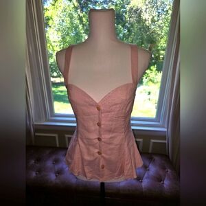 NWT, L Academie, Pink, Peplum Bliuse, Size M